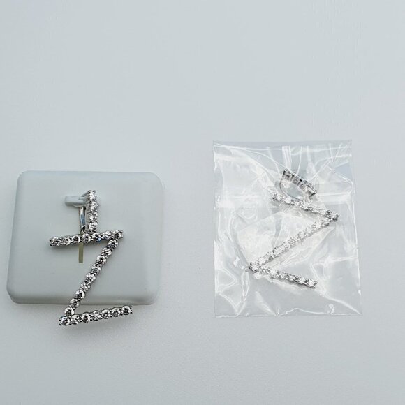 "925 Sterling Silver Cubic Zirconia Initial Pendant, UU1P6A6192 - Picture 3 of 10
